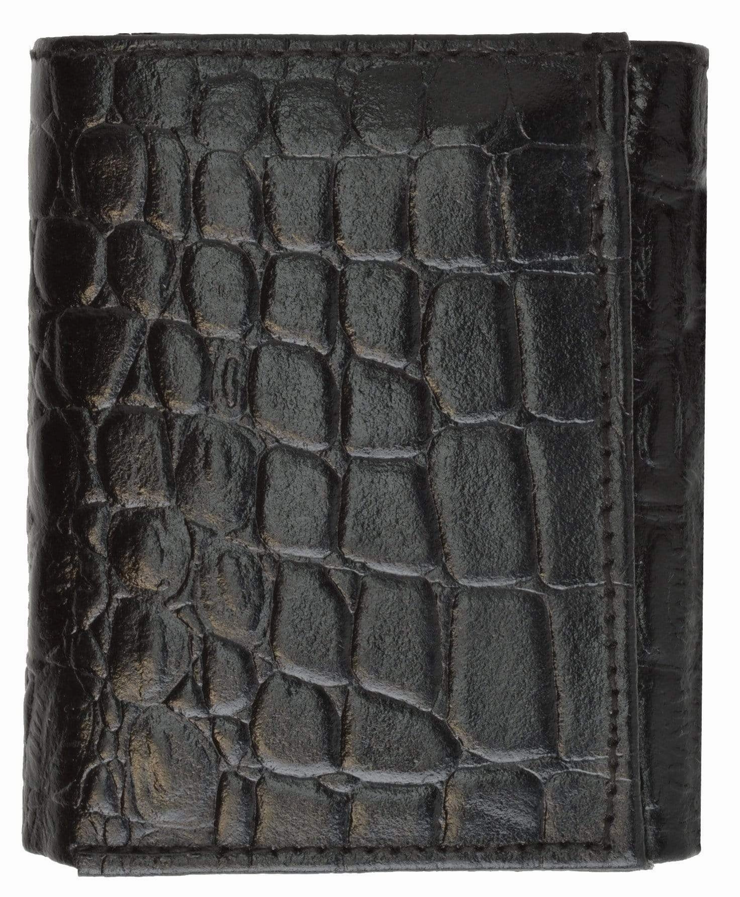 Crocodile Print Cowhide Leather Trifold Wallet With Center Id Window & Credit Card Slots 71055 Cr Dont Miss This Deal
