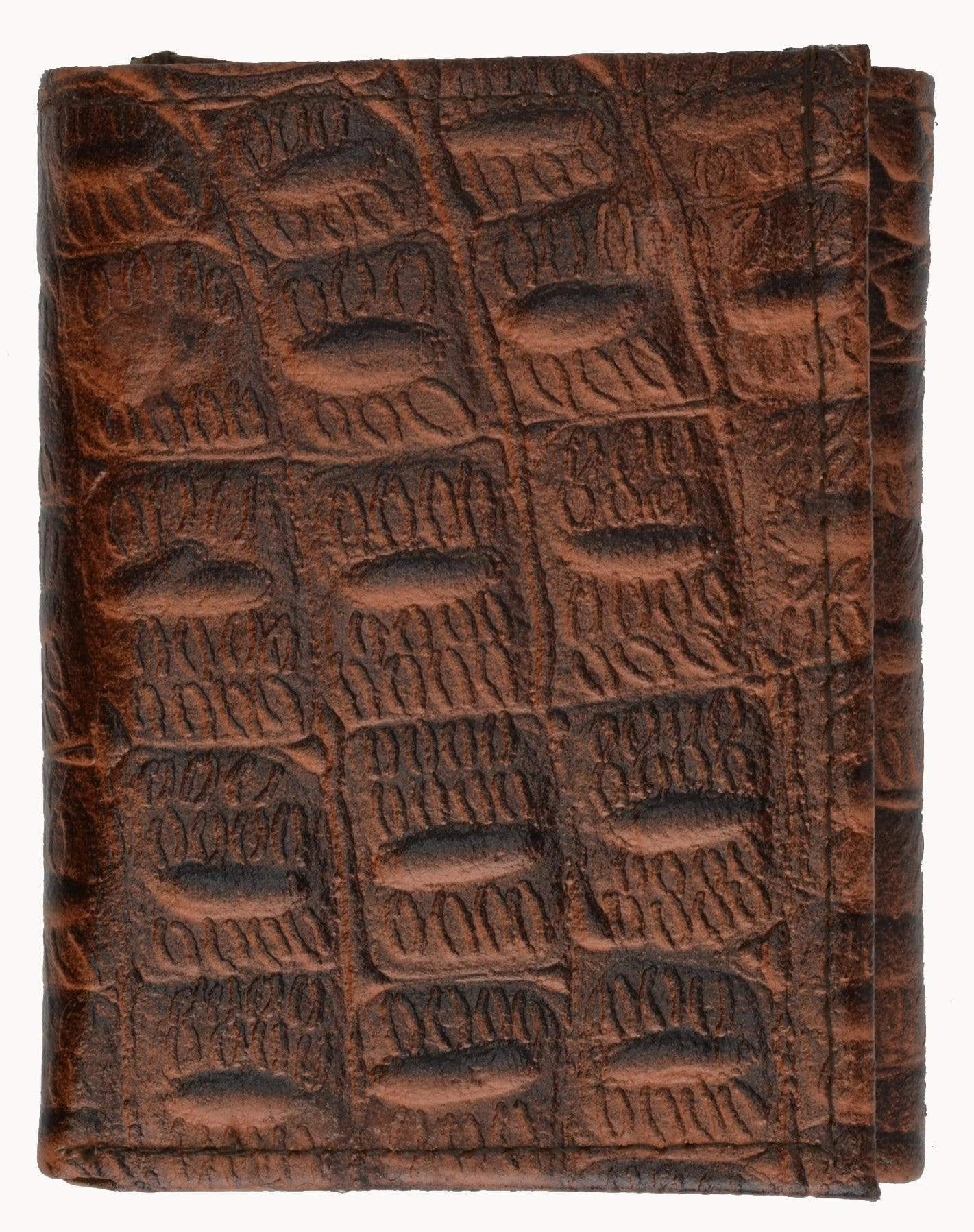 Crocodile Print Cowhide Leather Trifold Wallet With Center Id Window & Credit Card Slots 71055 Cr Price Slash Today Special Price Today