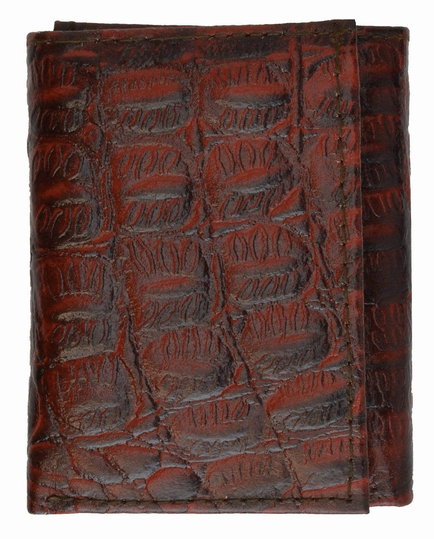 Instant Savings Inside Crocodile Print Cowhide Leather Trifold Wallet With Center Id Window & Credit Card Slots 71055 Cr