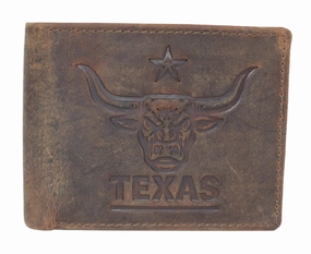 Marshal Rfid Blocking Distressed Leather Men'S Western Cowboy Bifold Leather Wallet Texas Longhorn Design Weekend Specials Exclusive Online Discount