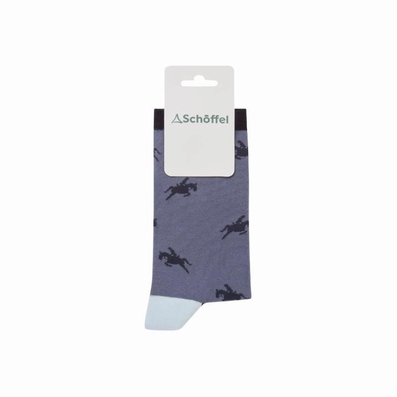 Schoffel Ladies Cotton Sock - Navy Horse Flash Deal Alert