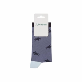 Schoffel Ladies Cotton Sock - Navy Horse Flash Deal Alert