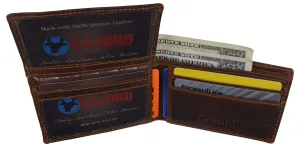 Clearance Blowout New Slim Mens Rfid Blocking Hunter Leather Bifold Credit Card Id Wallet