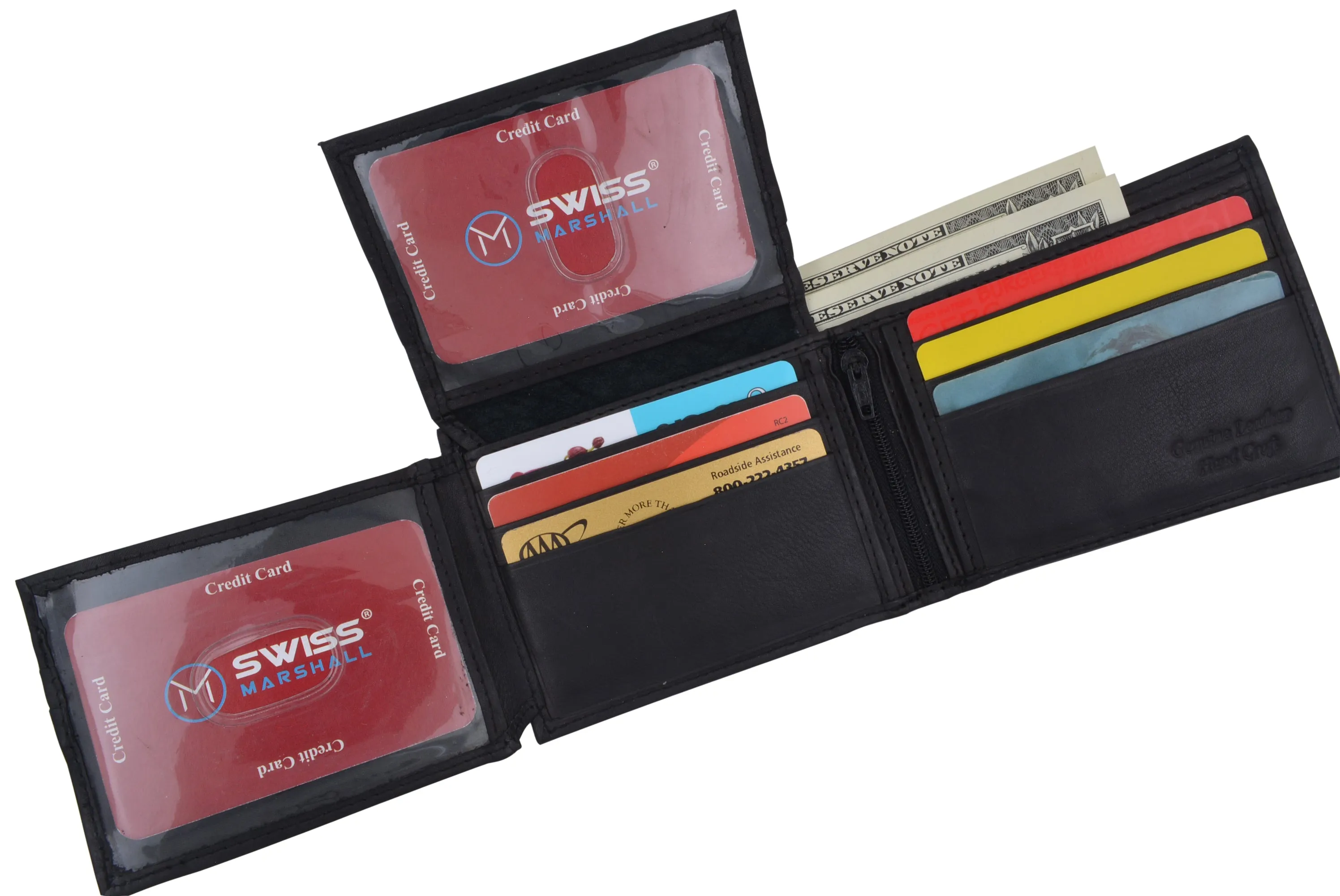 Special Deals Online New Swiss Marshall Bifold Men'S Rfid Premium Leather Card Id Holder Wallet