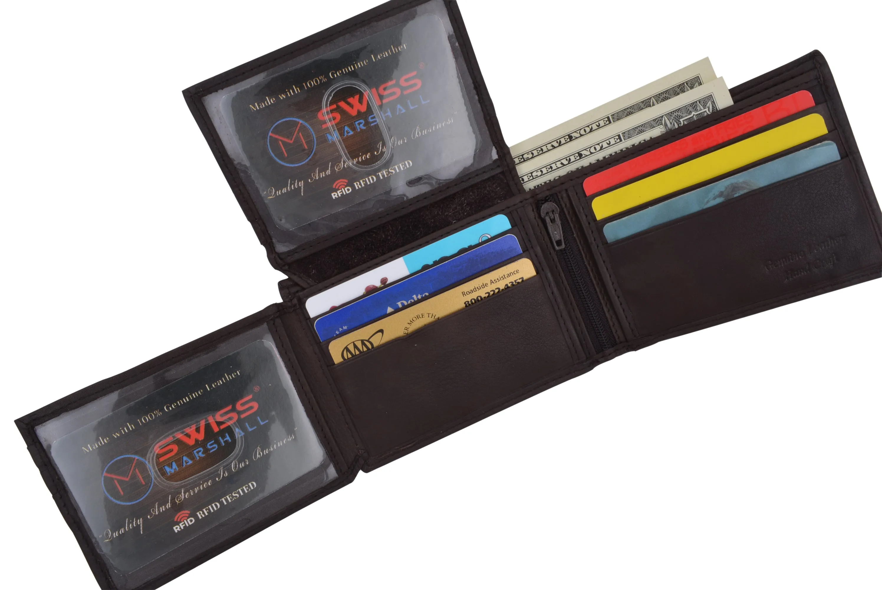New Swiss Marshall Bifold Men'S Rfid Premium Leather Card Id Holder Wallet Today Only Savings Flash Sale Now