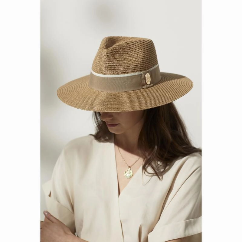 MustHave Deals Hicks & Brown Hemley Wide Brimmed Summer Fedora - Natural