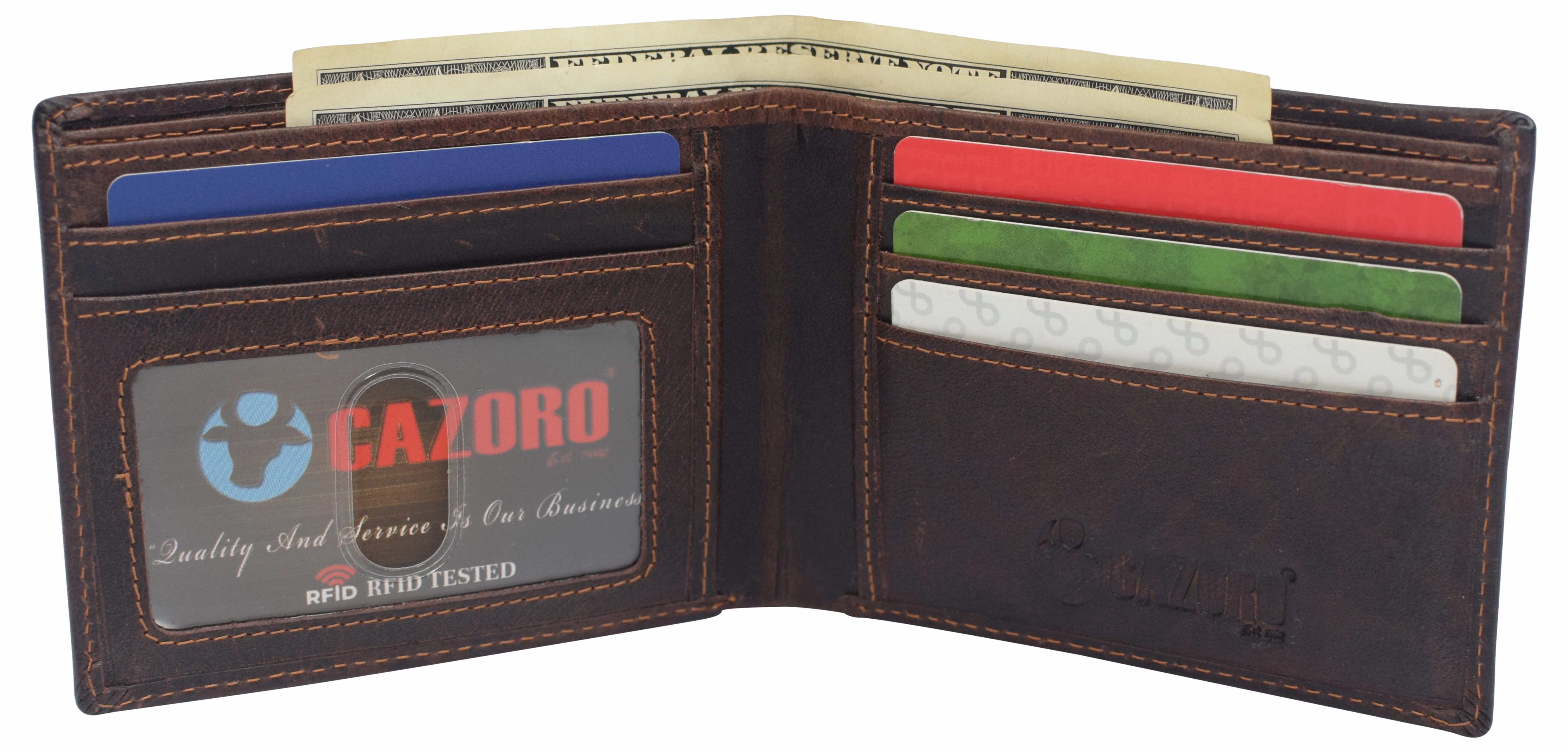 Real Leather Mens Slim Bifold Wallet Rfid Blocking Front Pocket Wallets For Men Clearance Savings Now