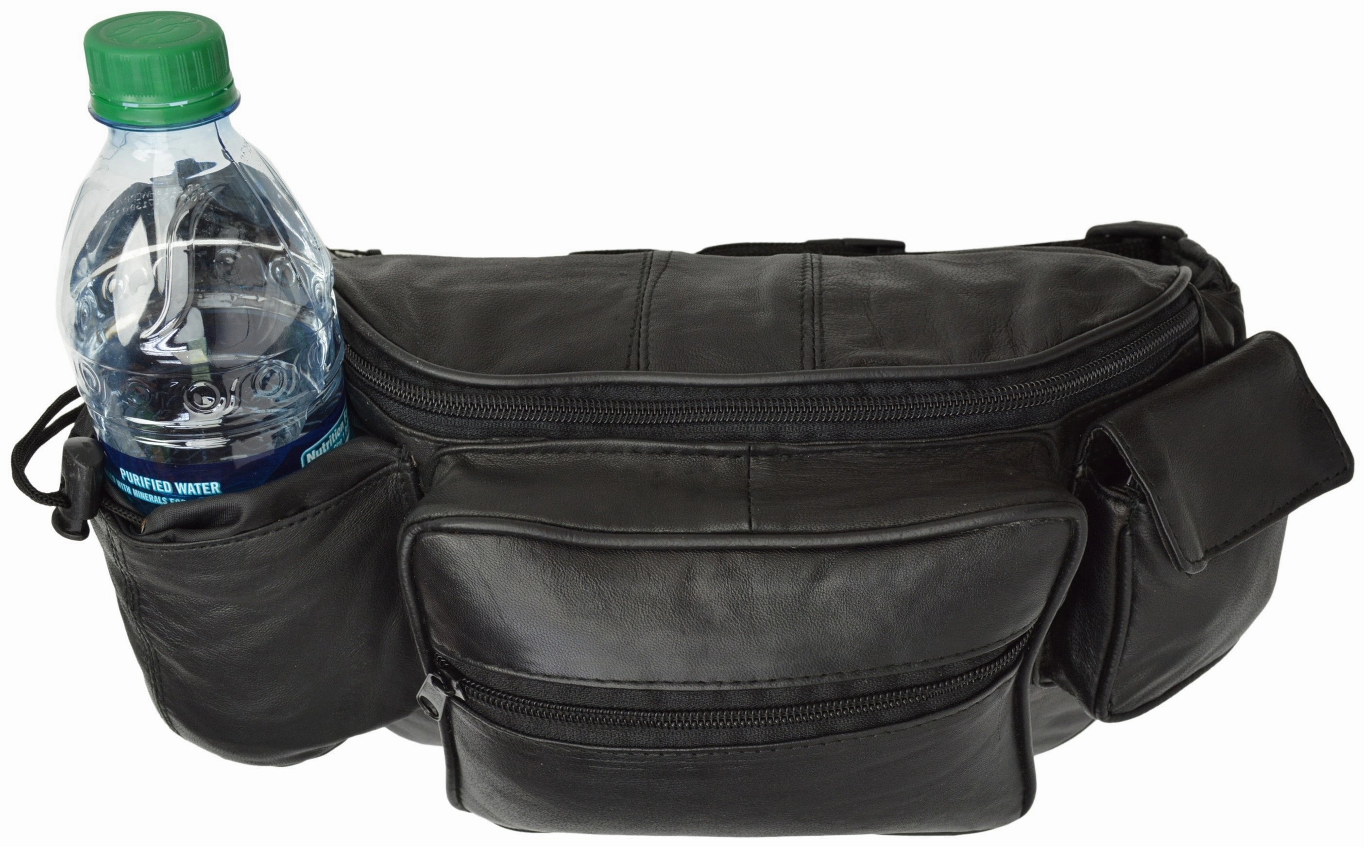 New Black Leather Fanny Pack Waist Belt Bag Bottle Holder Purse Hip Pouch Travel Save Today Only Hot Offer Frenzy