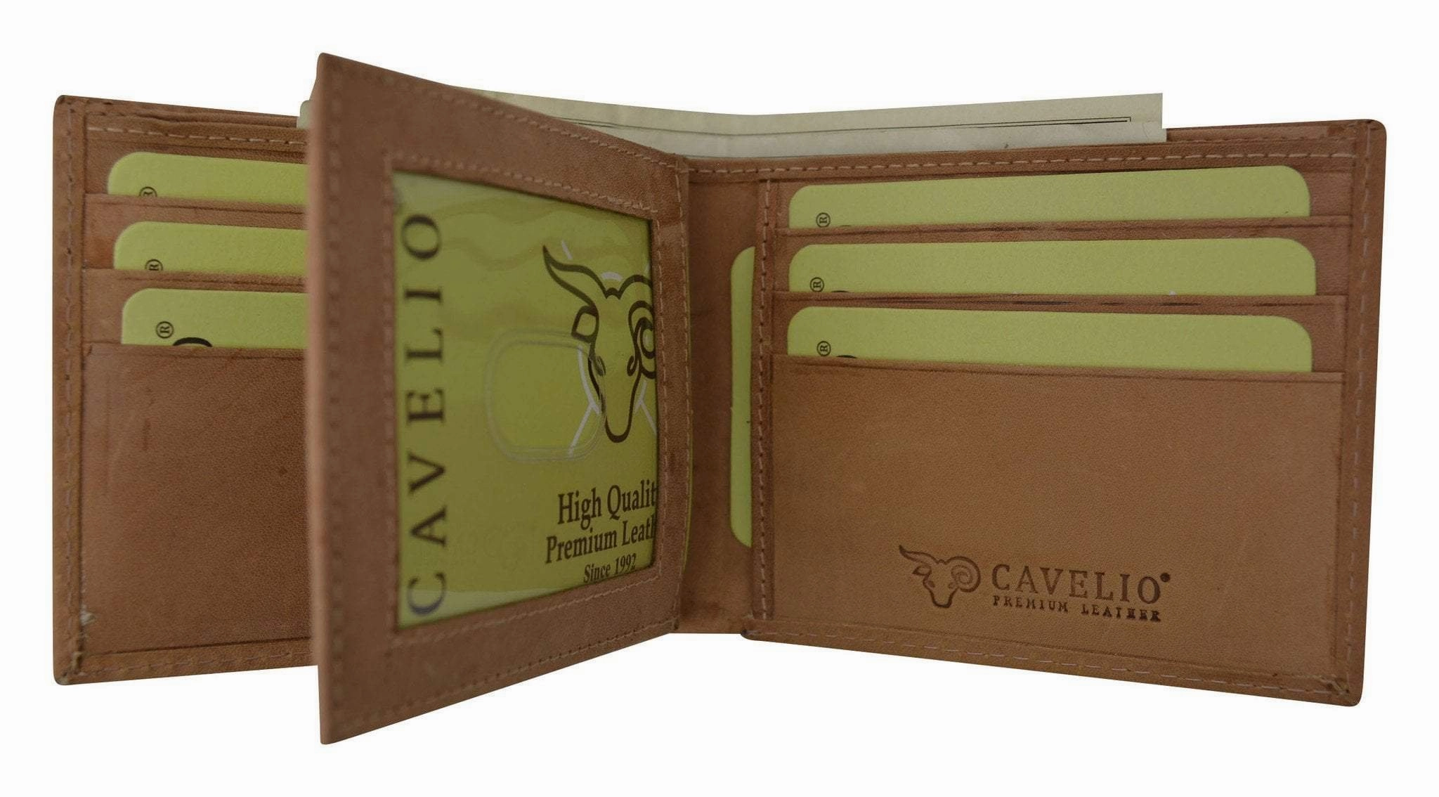 Today Only Steal Todays Best Deal New Cavelio Hunter Vintage Style Series Premium Leather Fixed Center Flap Credit Card Id Holder Bifold Wallet Hu52 (C)