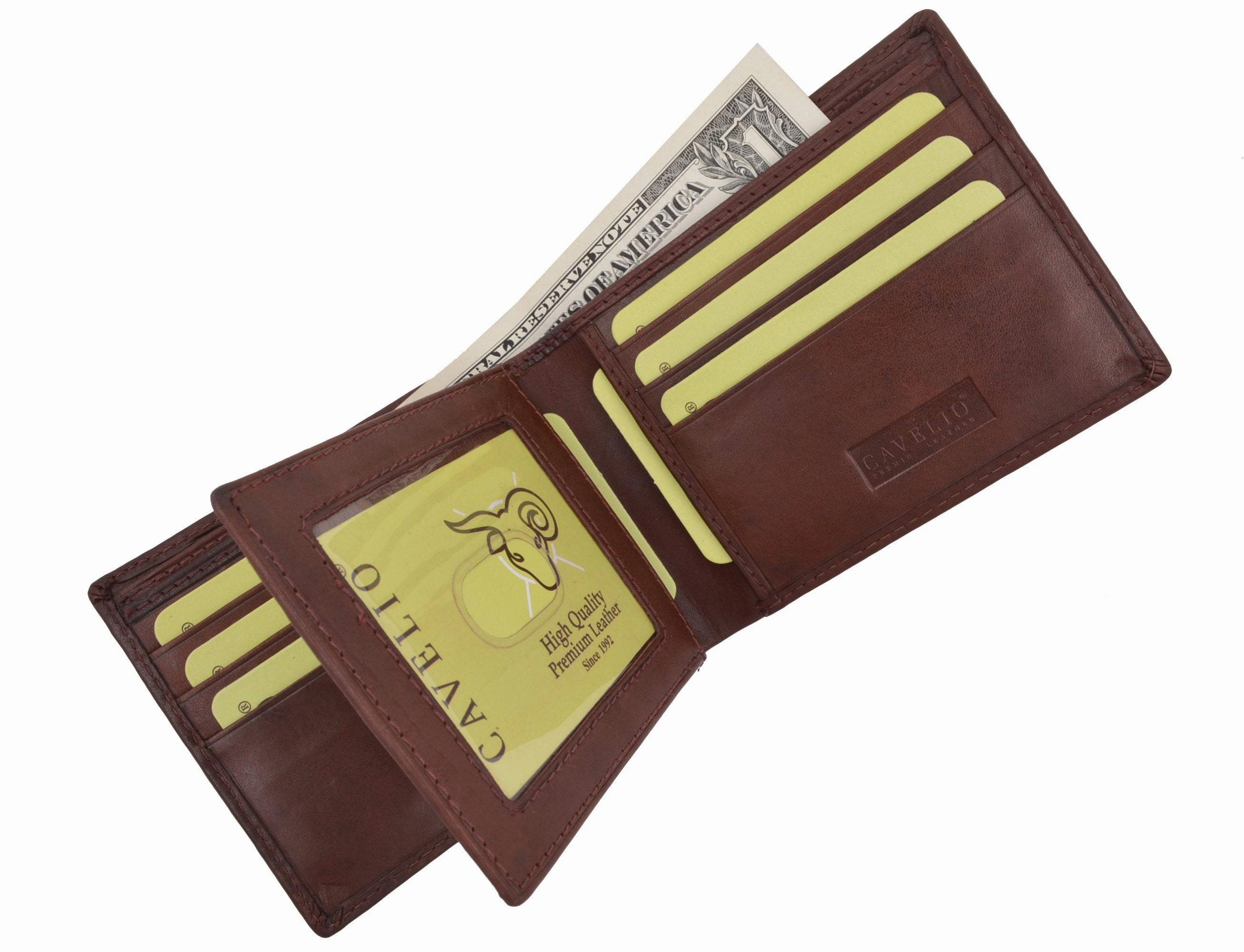 New Cavelio Multi Capacity Middle Flap Id Card Holder Bifold Wallet High Quality Genuine Leather 730052 (C) Instant Discount