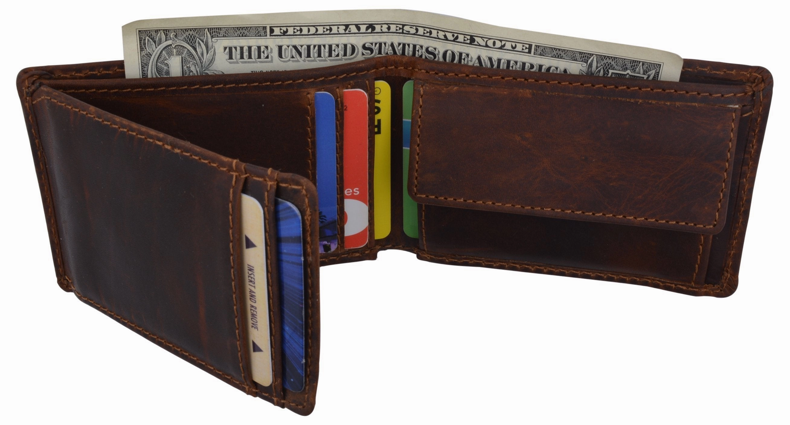 Limited Stock Deals New Cazoro Rfid Premium Vintage Leather Small Slim Mens Bifold Wallet With Coin Pouch