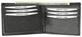 Grab Your Savings New Genuine Leather Mens Bifold Wallet With Fixed Flip Up Id Window With Logo 600053-Bk-Logo