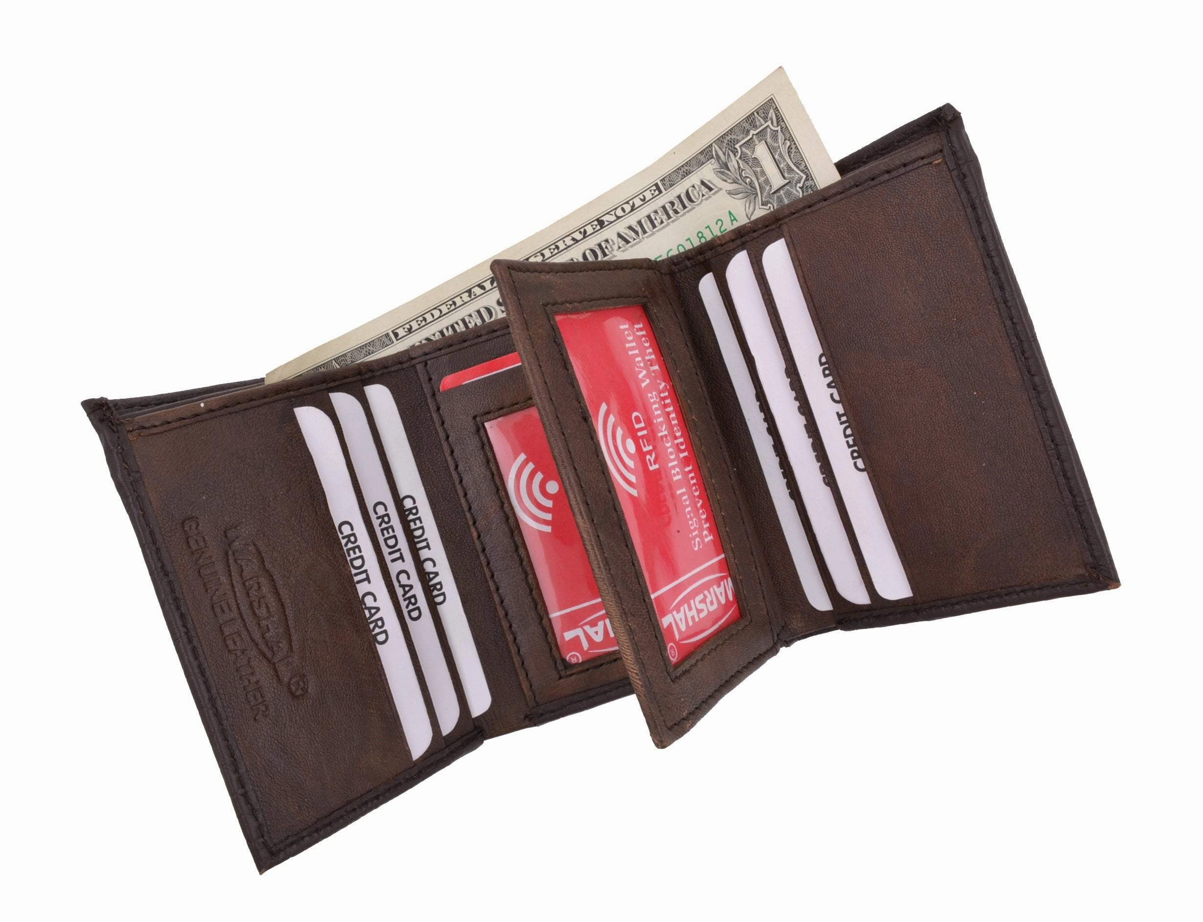 New Rfid Blocking Mens Soft Crocodile Pattern Leather Trifold Wallet With Flap Rfidp1107Cr (C) Trending Hot Deal