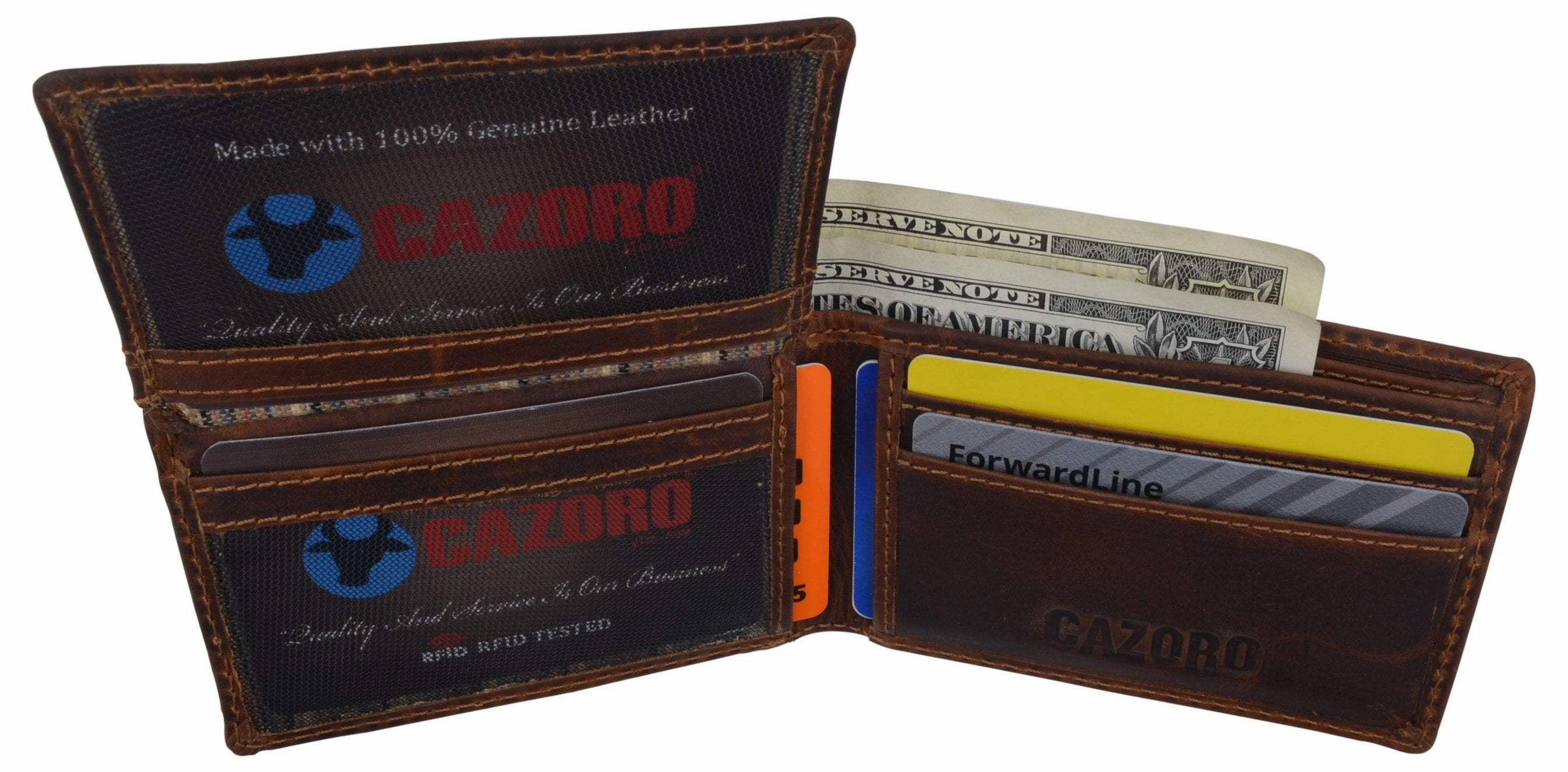 Clearance Blowout New Slim Mens Rfid Blocking Hunter Leather Bifold Credit Card Id Wallet