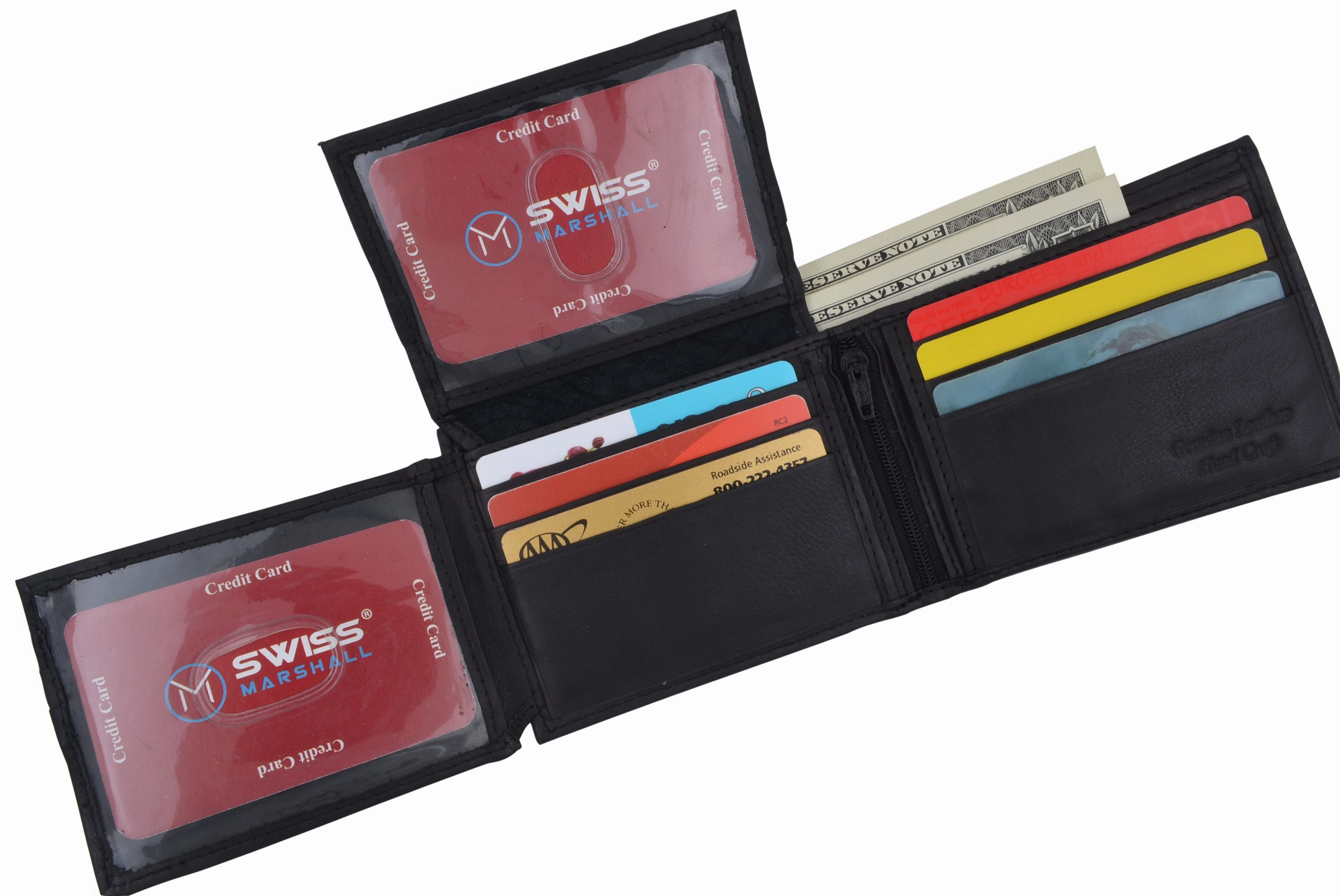 Special Deals Online New Swiss Marshall Bifold Men'S Rfid Premium Leather Card Id Holder Wallet