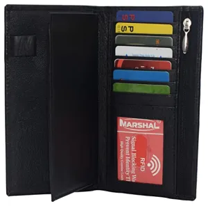 Rfid Blocking Genuine Leather Long Bifold Checkbook Organizer Wallet Special Savings Today