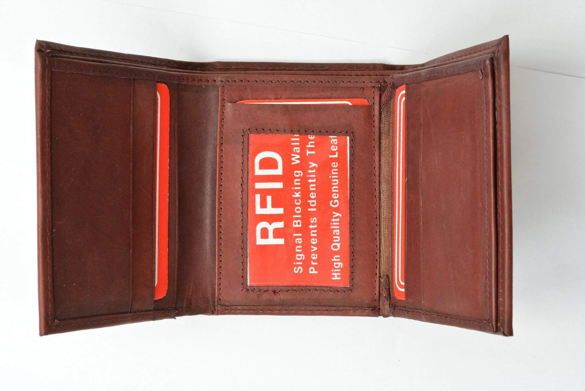 Rfid Blocking Mens Trifold Leather Wallet Rfid 1107 (C) Trendy Picks Today
