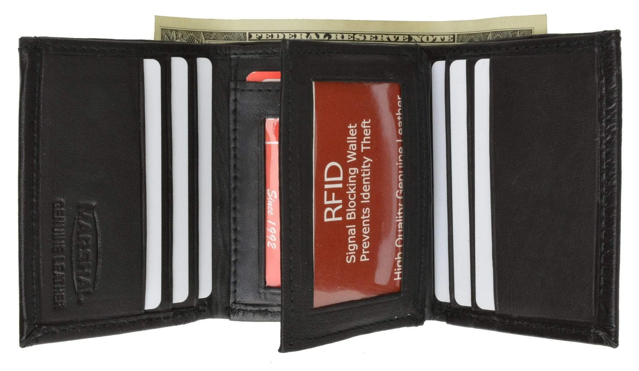 Rfid Blocking Mens Trifold Leather Wallet Rfid 1107 (C) Exclusive Online Deal