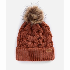 Sweet Deal Inside Todays Steal Barbour Penshaw Cable Ladies Pompom Hat - Warm Ginger