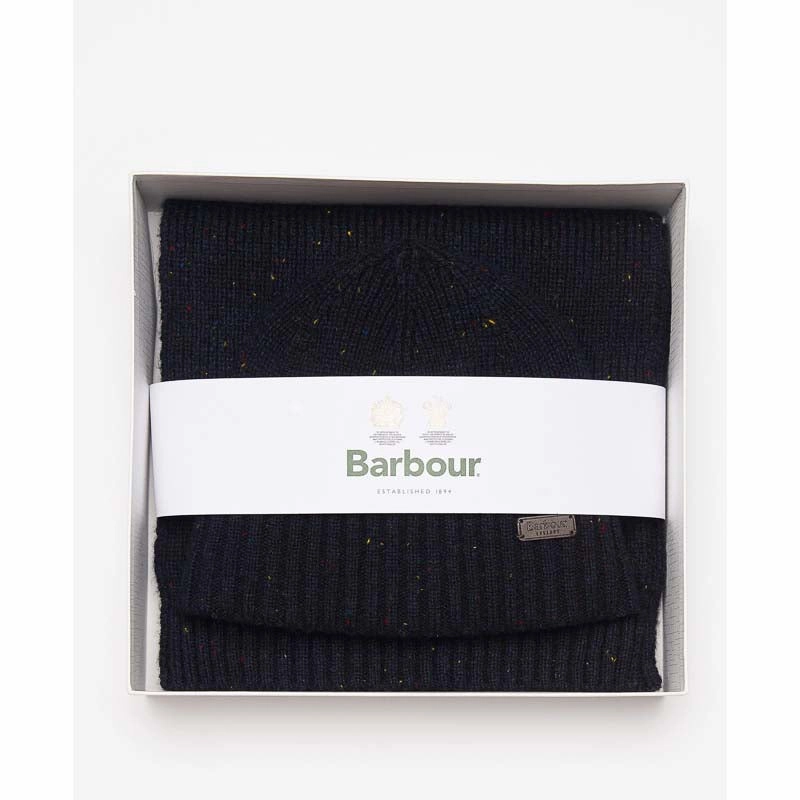 Barbour Carlton Fleck Beanie & Scarf Gift Set - Navy Flash Discount Today Hot Deals Today