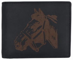 Men'S Horse Printed Logo Genuine Leather Rfid Blocking Bifold Wallet Dont Miss This Steal