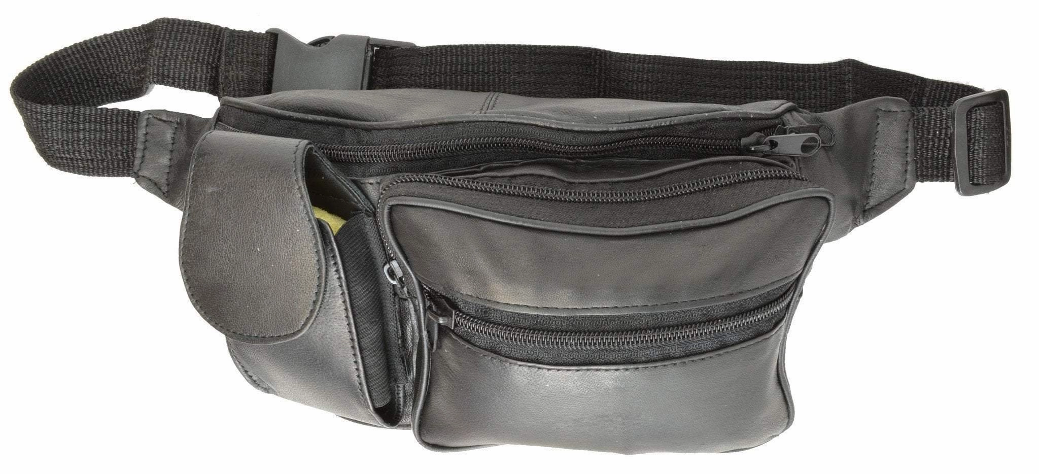 Deal of the Day Exclusive Online Deal Unisex Design Genuine Soft Leather Travel Fanny Pack With Cellphone Pouch 305 (C)