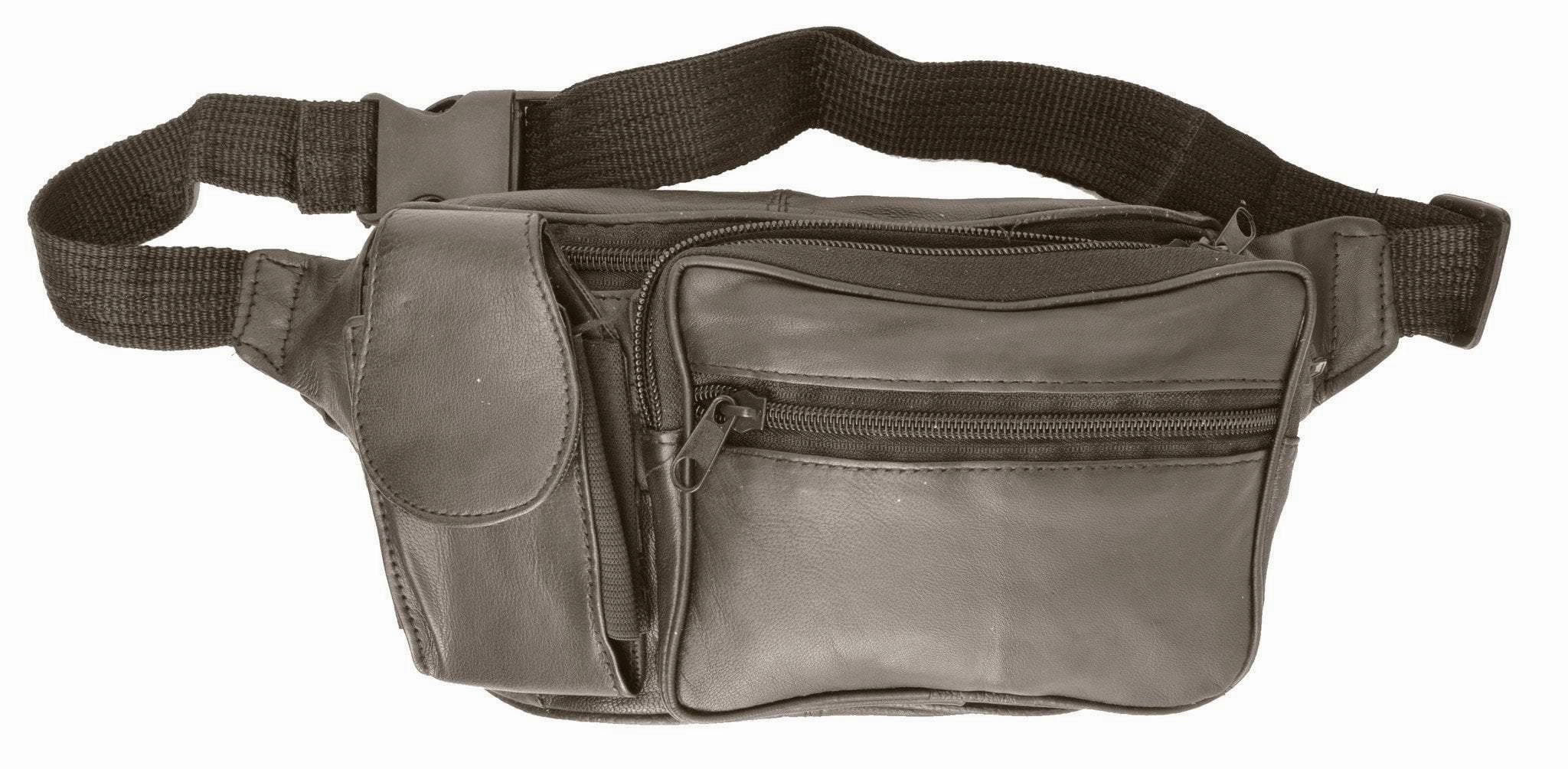 Unisex Design Genuine Soft Leather Travel Fanny Pack With Cellphone Pouch 305 (C) Best Seller Deal