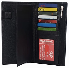 Rfid Blocking Genuine Leather Long Bifold Checkbook Organizer Wallet Special Savings Today