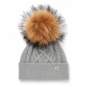 Holland Cooper Cortina Ladies Bobble Hat - Soft Grey Mega Sale Now