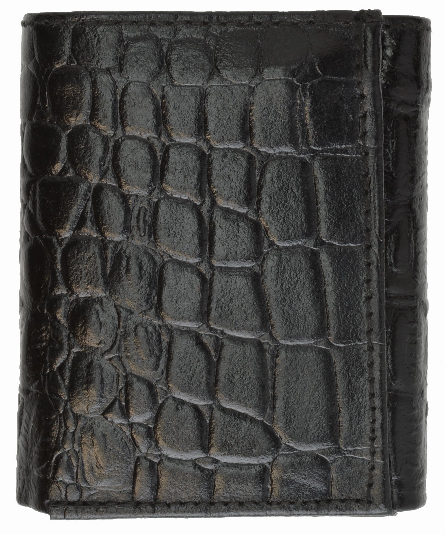 Marshal Mens Trifold Crocodile Embossed Credit Card Id Leather Black Wallet Hot Offer Inside