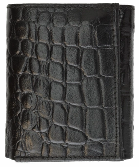 Marshal Mens Trifold Crocodile Embossed Credit Card Id Leather Black Wallet Hot Offer Inside