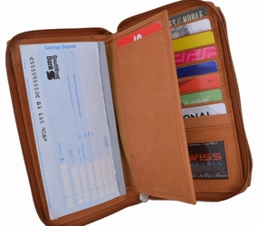 Dont Miss Todays Deal Zip Around Genuine Leather Tan Checkbook Credit Card Id Holder Ladies Wallet