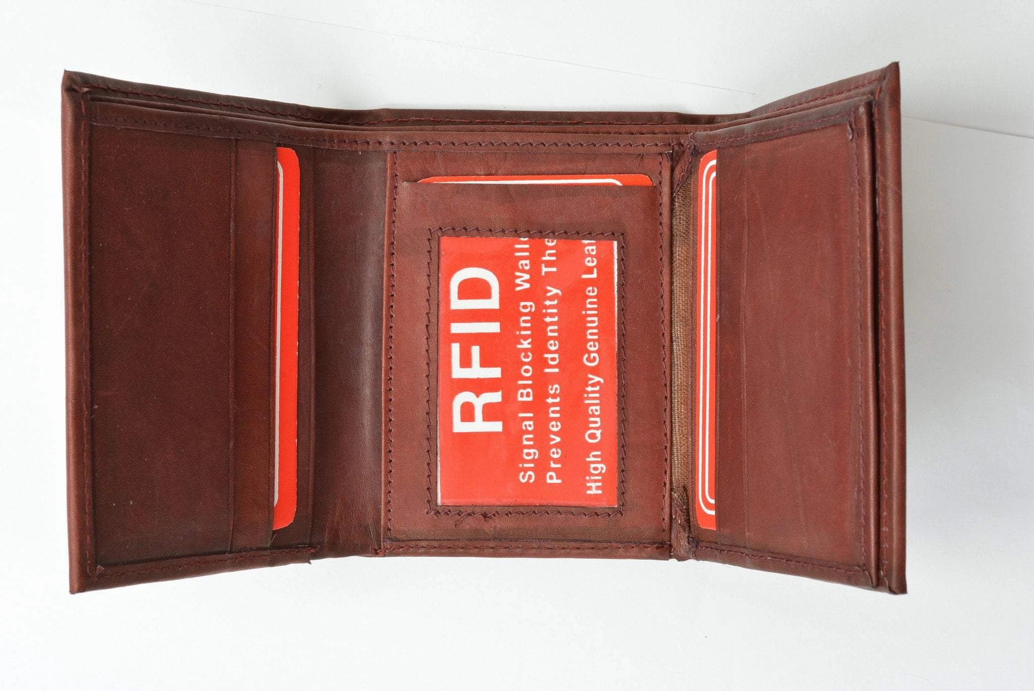 Rfid Blocking Mens Trifold Leather Wallet Rfid 1107 (C) Trendy Picks Today
