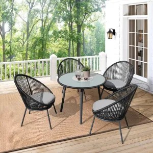 Outdoor Seating Set for 4 People from Miden Home OS-Rp-022-W