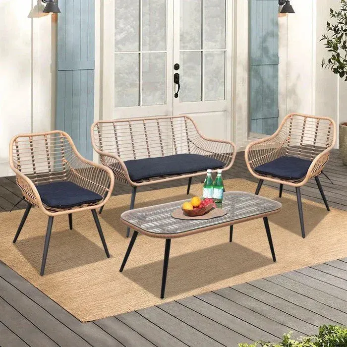 Outdoor Seating Set for 4 People from Miden Home OS-Rt-159-W