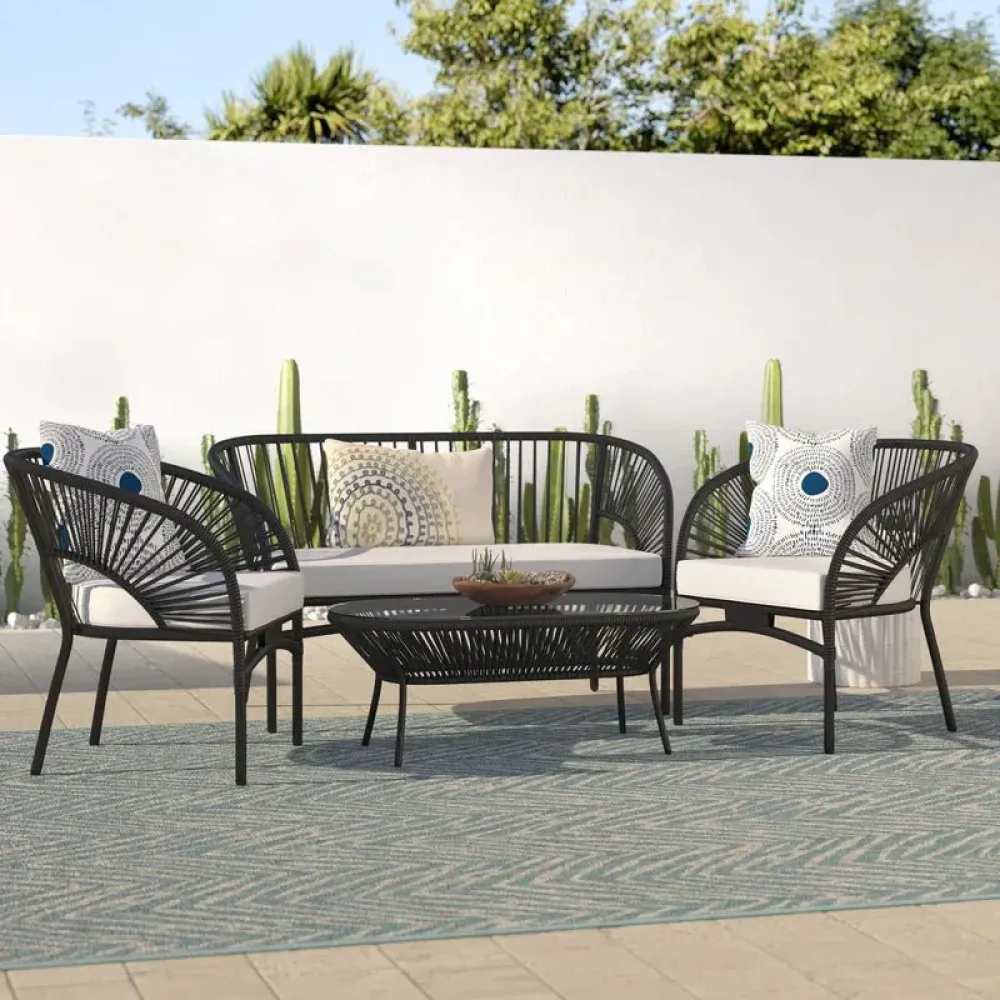 Outdoor Seating Set for 4 People from Miden Home OS-Rt-239-W