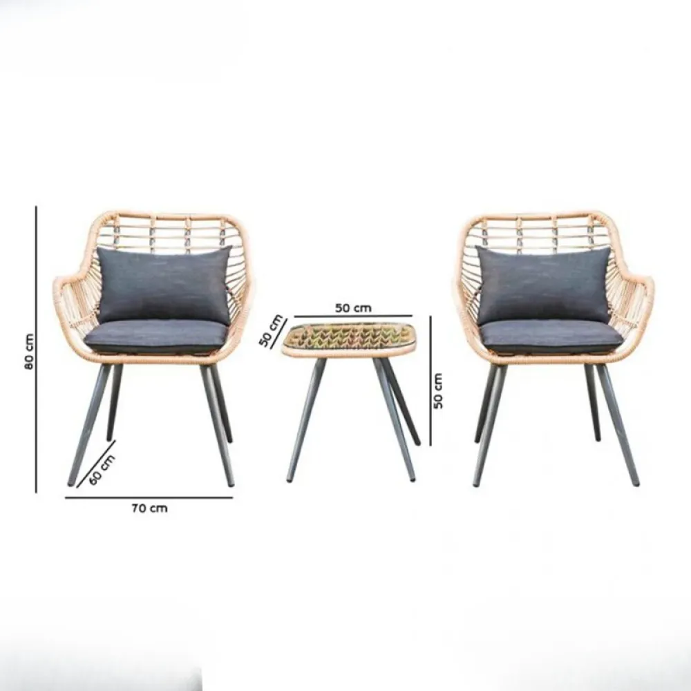 Outdoor Seating Set for Two from Miden Home OS-Rt-070-W