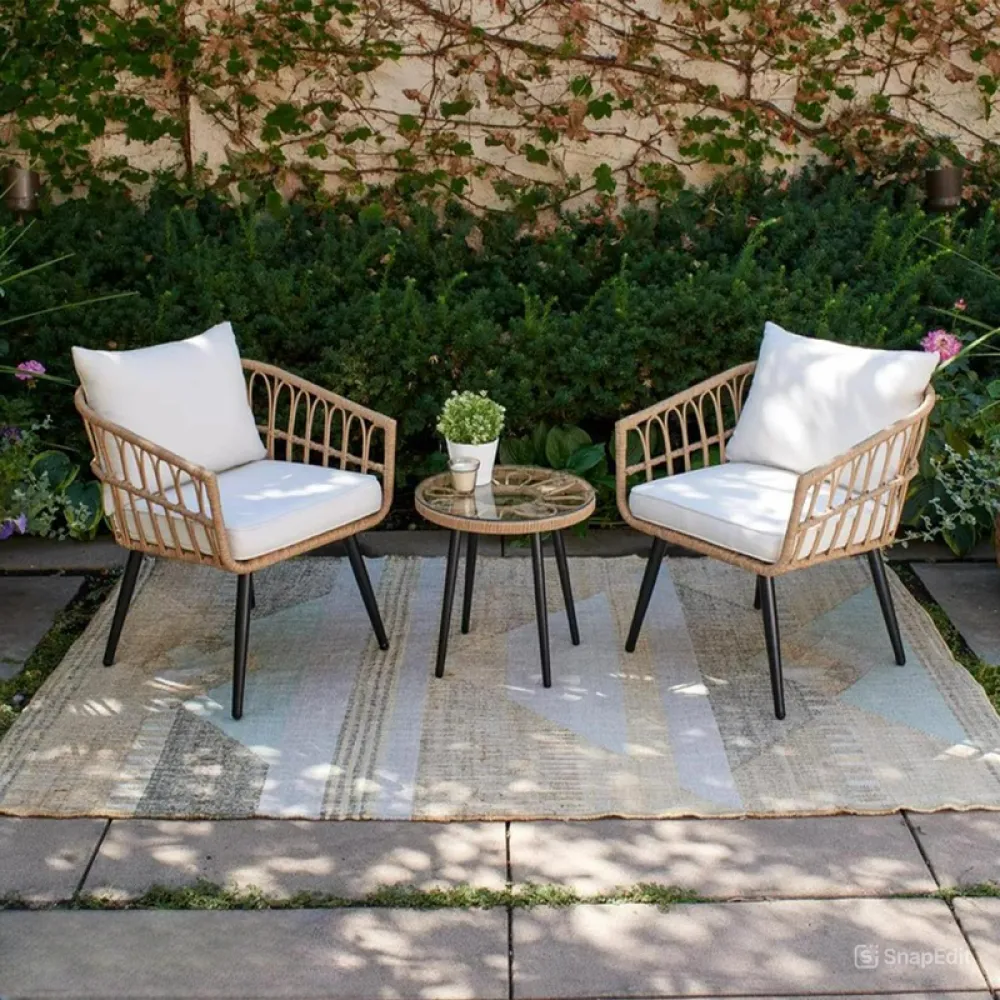 Outdoor Seating Set for Two from Miden Home OS-Rt-250-W