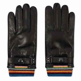 MustHave Gift Ideas Clearance Event Alert Paul Smith Leather Signature Stripe Cuff Gloves Black