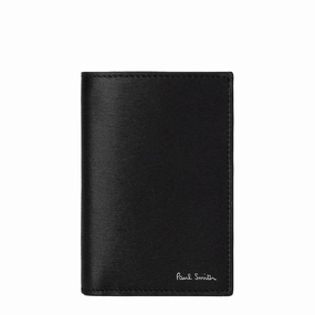Paul Smith Mini Stripe Leather Bi-Fold Wallet Black Shop Save Today