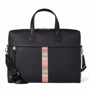 Paul Smith Signature Stripe Folio Bag Black Limited Time Hot Deal