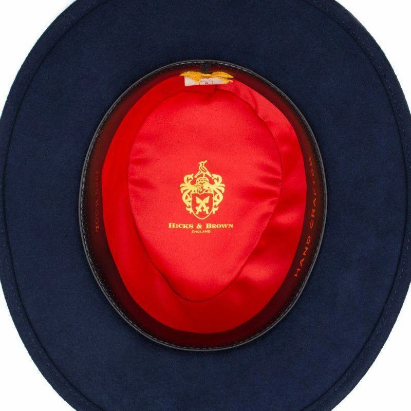 Hicks & Brown Chelsworth Coque & Pheasant Fedora - Navy Unmissable Deal Today
