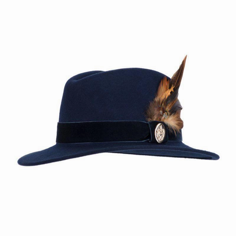 Limited Time Steal Hicks & Brown Chelsworth Coque & Pheasant Fedora - Navy