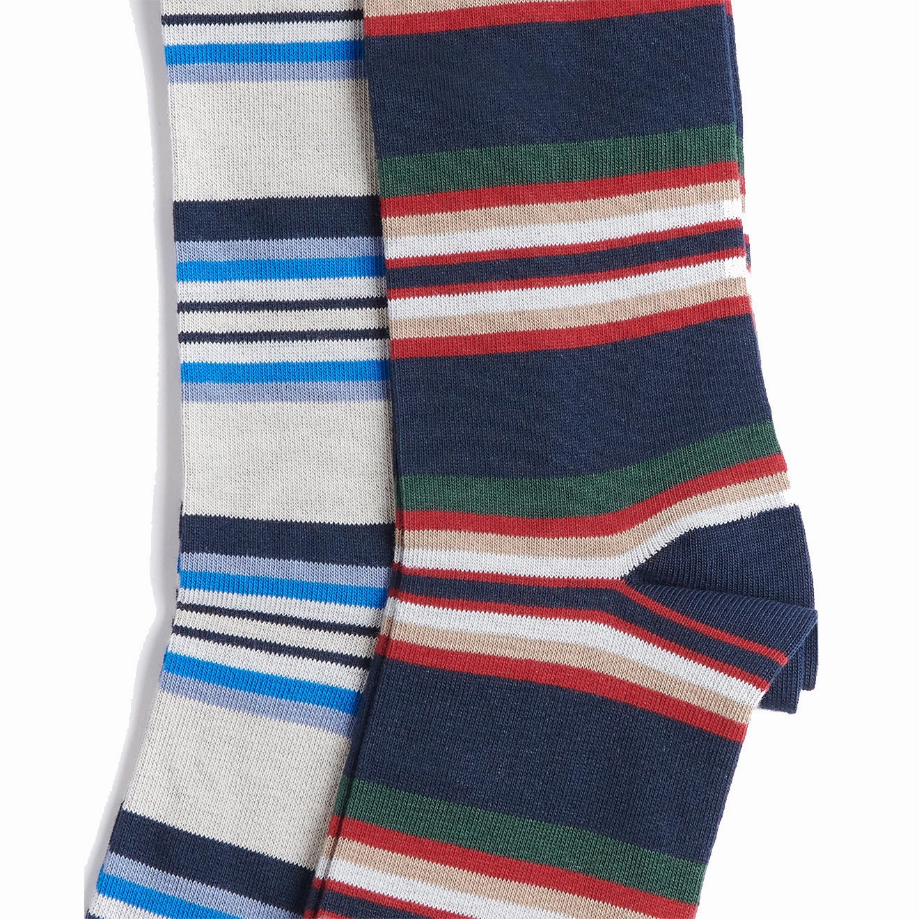 Weekend Flash Offer Barbour Summer Stripe 2 Pack Socks Navy Mix
