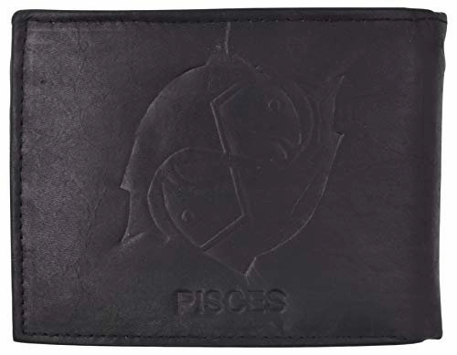 Mega Savings Now MustShop Sale Pisces Zodiac Sign Bifold Trifold Genuine Leather Men'S Wallets