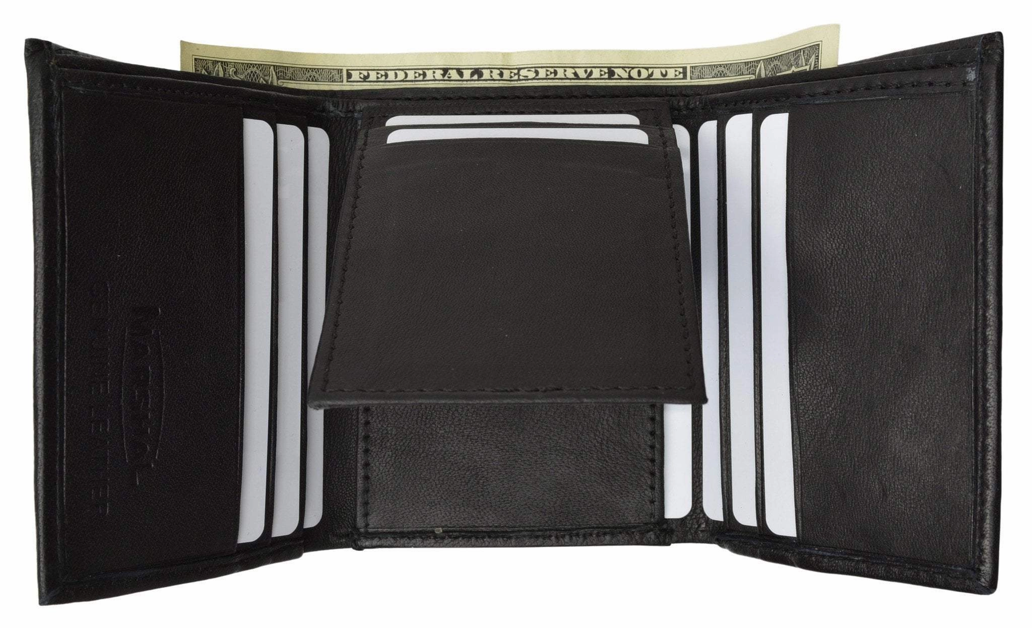 Premium Men'S Leather Trifold Flap Up Id & Outside Id Window Wallet P 3455 (C) Todays Mega Savings