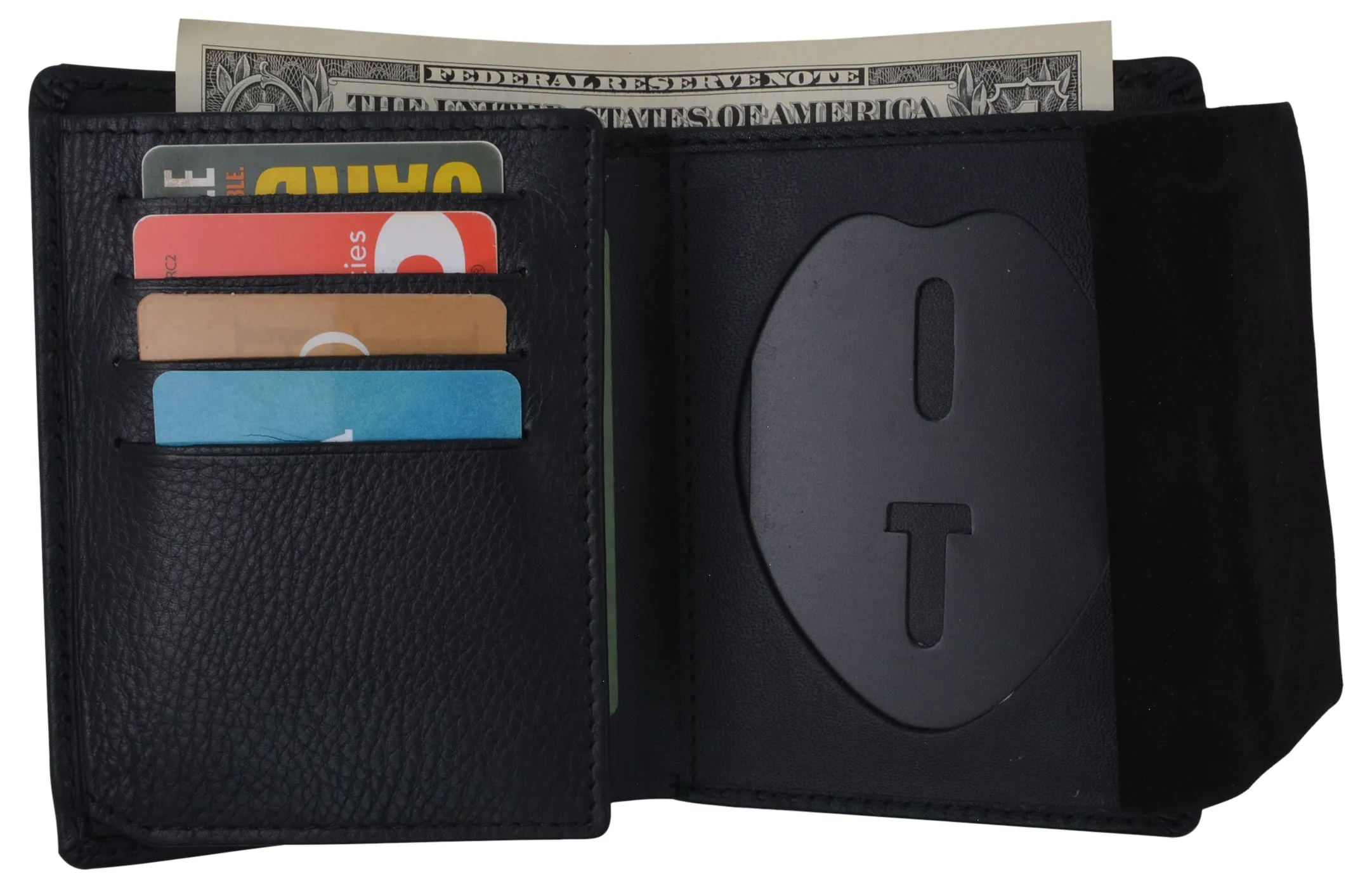 Police Badge Wallet Bifold Rfid Full Grain Genuine Leather, Fits Any Shape Badge With A Pin Back Shop Hot Picks Exclusive Online Offer