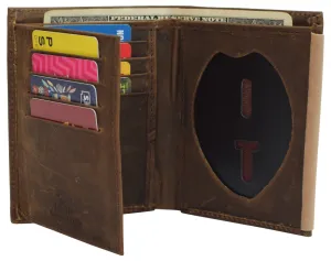 Police Badge Wallet Bifold Rfid Full Grain Genuine Leather, Fits Any Shape Badge With A Pin Back Daily Hot Deal Big Savings Today