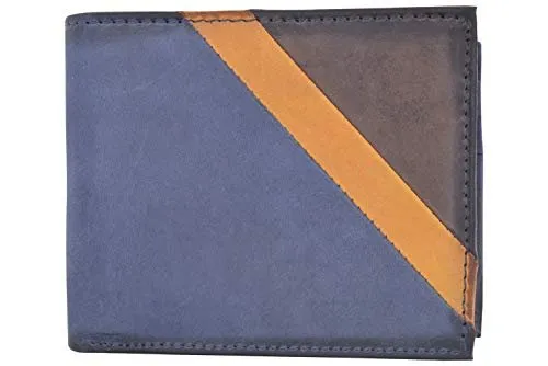 Cazoro Front Pocket Wallet For Men Rfid Blocking Leather Bifold Id Window Navy Blue Wallet MustShop Sale