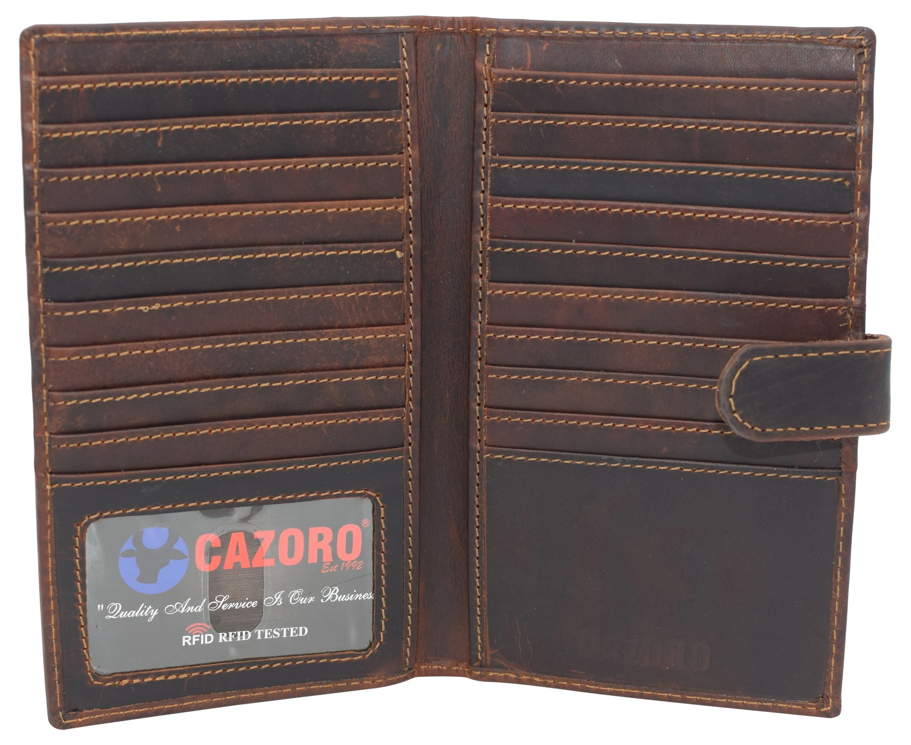 Rfid Blocking Bifold Premium Vintage Leather Credit Card Id Holder Long Wallet With Snap Closure Best Price Online